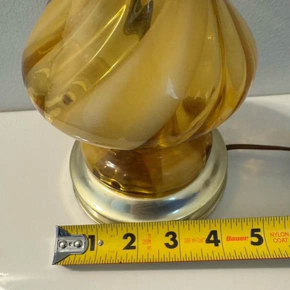 Mid Centry Modern Amber and White Swirl Murano 1960s’s Lamp Glass Empoli - Picture 10 of 11
